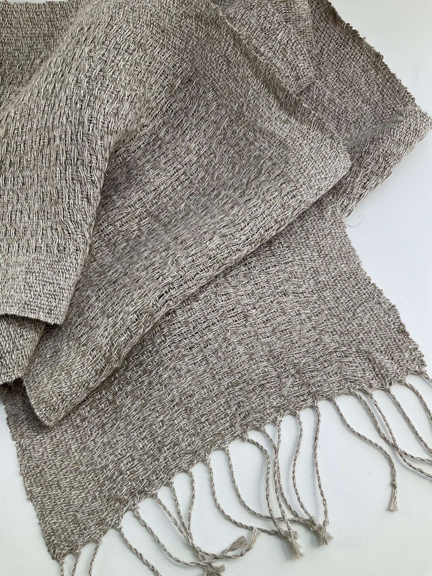 Natural Huck Lace Linen Scarf